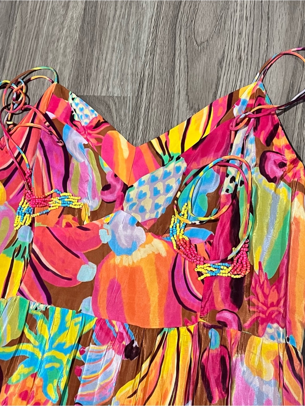 FARM Rio Multicolor Tropical Tiered Maxi summer Boho Dress Sz XL - Picture 5 of 15